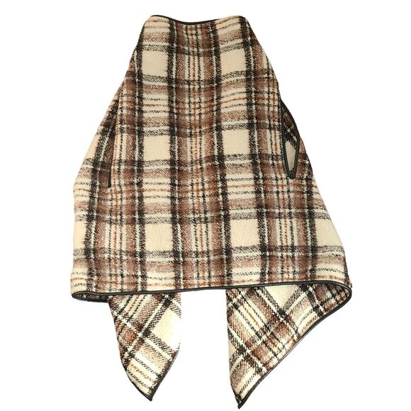 ABS Allen Schwartz Womens Plaid Asymmetrical Hem Drape Open Front Cardigan Vest - Picture 4 of 8
